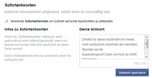 Facebook Sofortnachricht