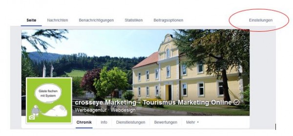 Einstellungen - Facebook Unternehmensseite