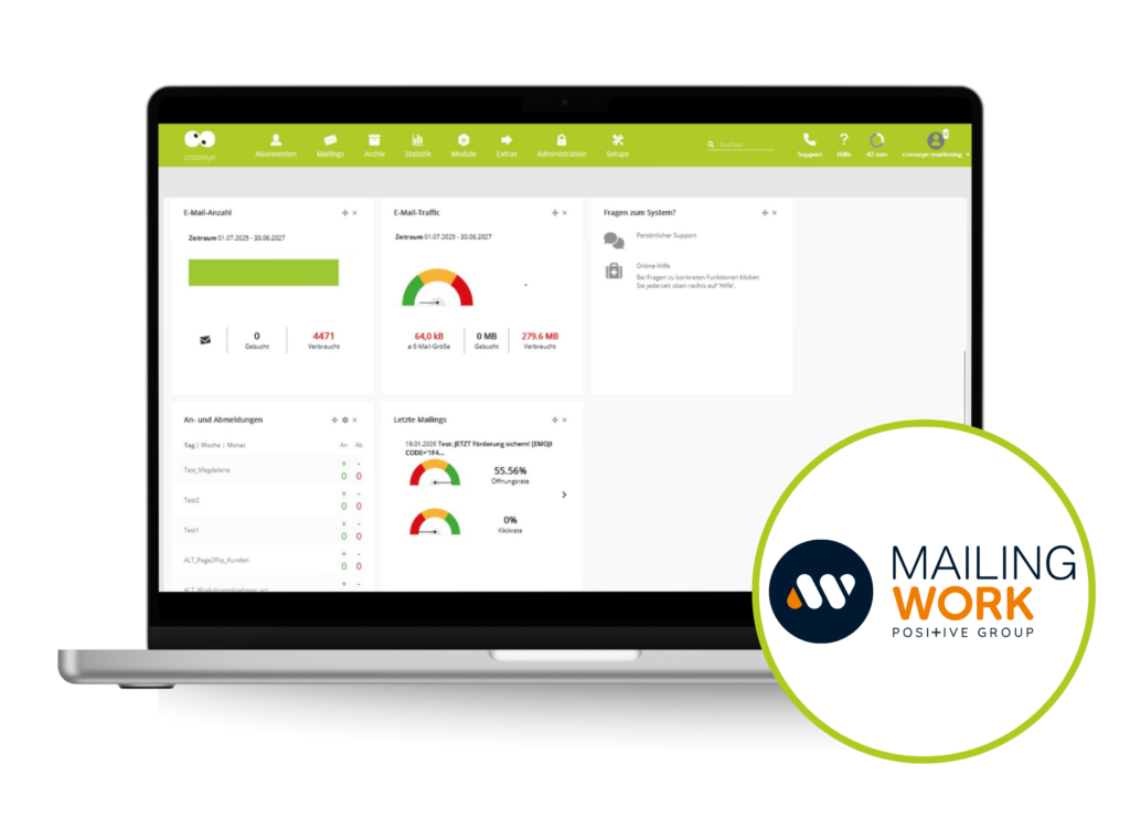 Newsletter Marketing mit Mailingwork bei crosseye Marketing.