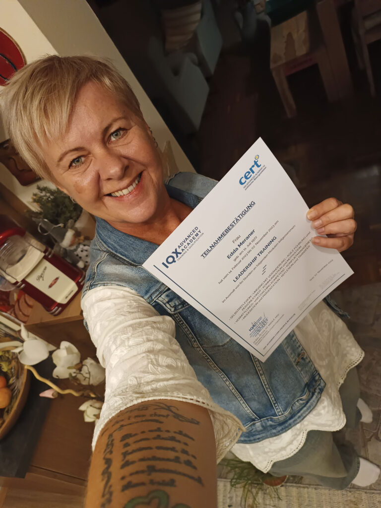 Edda mit dem Zertifikat Edda mit dem Zertifikat