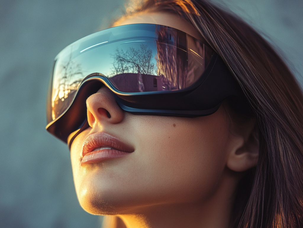 Frau mit einer VR Brille.