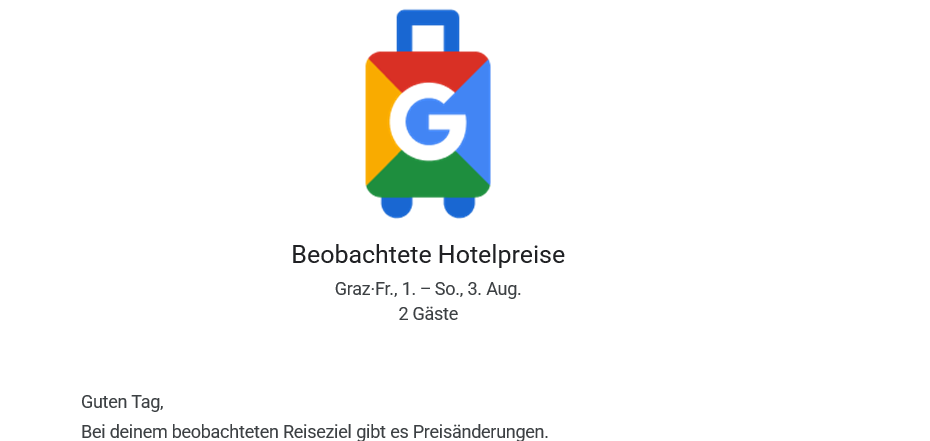 Beobachtete Hotelpreise bei Google. Beobachtete Hotelpreise bei Google.