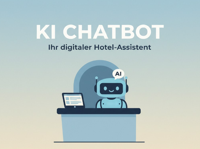 Grafik von einem KI Chatbot im Hotel. Grafik von einem KI Chatbot im Hotel.